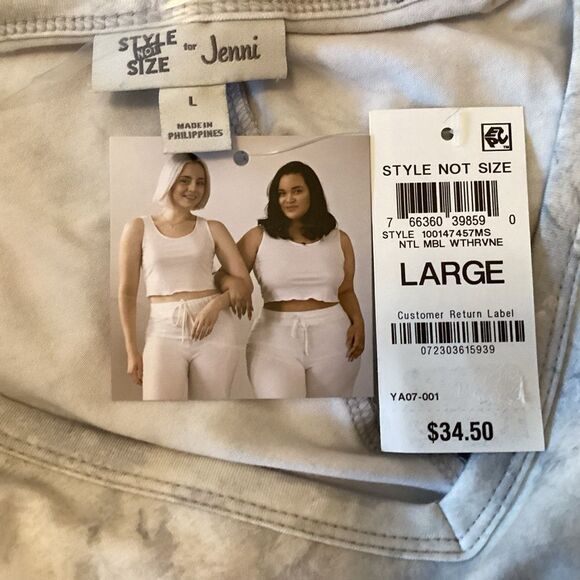 NWT. Jenni Brand Women’s Size L Short Sleeve PJ Top in Marled Grey Print - Picture 7 of 12